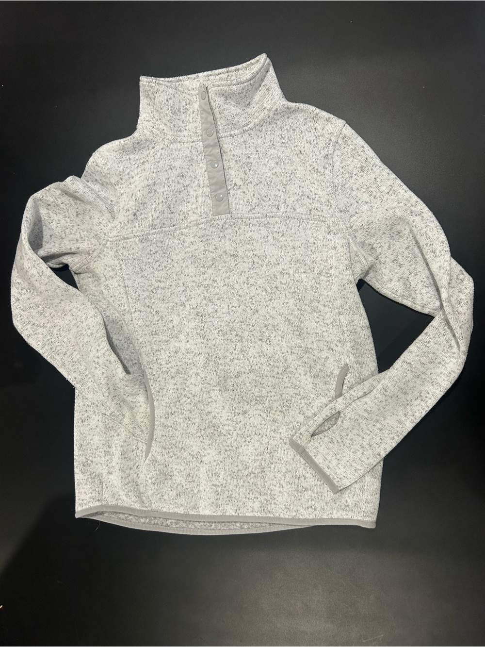 Thread & Supply Heathered Light Gray Snap-Front Pullover
